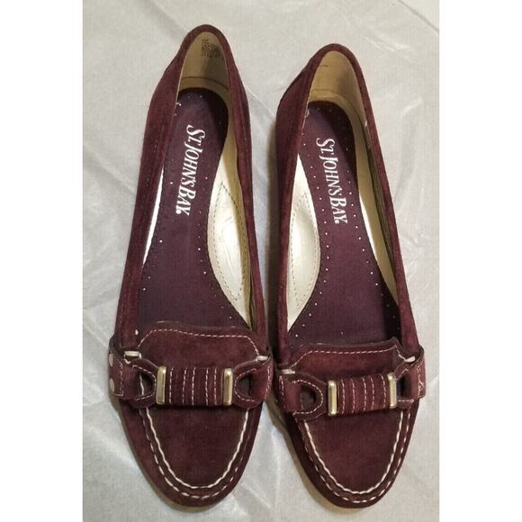 St John's Bay Career Casual Business Women's 6M Burgundy Suede Leather Loafer PO - Picture 2 of 7